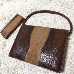 ワニ革 ハンドバッグ クロコダイル ワンショルダー 2way カイマン 小物入れ