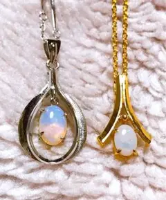 vintage silver 18KGF オパールネックレス2点まとめ