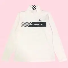 ルコック スポルティフ 長袖 ハイネックシャツ L ホワイト チェッカー