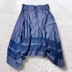 【新品未使用】DEBUTTO キュートなデニムスカート　刺繍　QVC　M