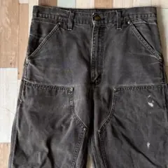 【雰囲気抜群!!】Carhartt ダブルニー ダックパンツ 墨黒 ボロの美学