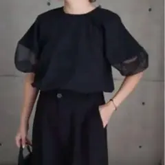 美品ella_selectshop オーガンジーパフスリーブ　プルオーバー