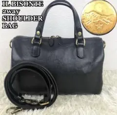 ✨極美品✨ ILBISONTE 2way ショルダーバッグ ボストンバッグ 黒