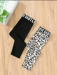 レギンス 黒とヒョウ柄 70cm～
