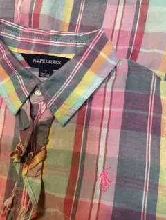 美品!Ralph Lauren チェック柄長袖シャツ130/64 ピンク フリル