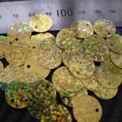 上穴ゴールドホログラムスパンコール (50個)