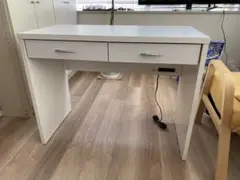 ホワイトデスク 2引き出し 電源コード付き