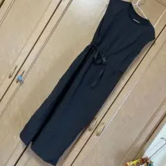 JAVA ナイロン黒 ノースリーブ ロングワンピース　サイズL