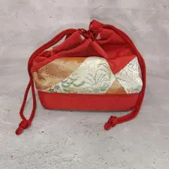 美品✨和装バッグ 巾着 着物 振り袖 高級 赤