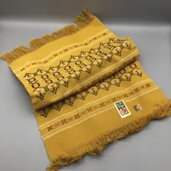 新品未使用琉球沖縄読谷山花織ミンサー織テーブルセンター黄色61cm伝統工芸品