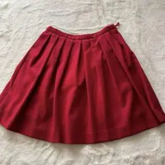 赤 プリーツミニスカート
