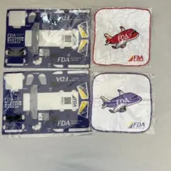 FDA 搭乗ノベルティミニタオル２枚&組み立てスマホペンスタンド２枚セット