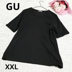GU ジーユー コットン 半袖 Tシャツ ブラック 黒 シンプル 無地 XXL
