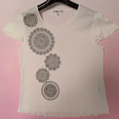 美品/KOOS アン 半袖Tシャツ 白 11号　Lサイズ レース模様