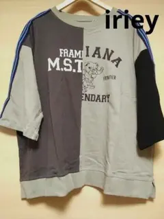 iriey 大人気 リメイク風 トラック ロゴTシャツ F
