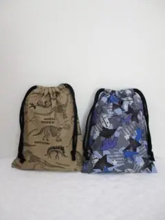 68❤ハンドメイド　給食袋　恐竜　25×20　2枚セット❤