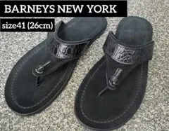 BARNEYS NEW YORK クロコダイル風 ブラックトングサンダル