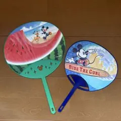 ☆非売品☆Disney ミッキーマウス うちわ 2枚セット 第一生命 おまけ付