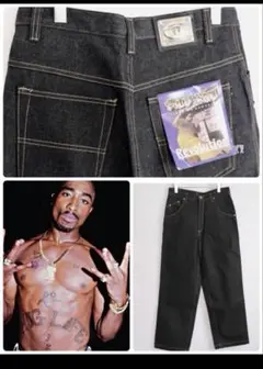 90s　thug life ブラックデニム　2pac
