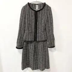ミッシェルクラン ノーカラー フォーマル スカートスーツ ツイードジャケット