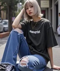 mahagrid マハグリッド ベーシックロゴ Tシャツ チャコール S