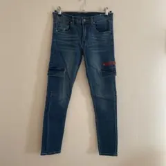 メンズブルースキニーデニム サイドジッパー付きSサイズ