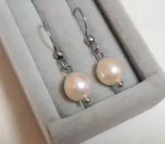 【訳あり】P019 あこや真珠 バロックパール ハンドメイド ピアス ホワイト