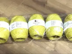 原ウール ペーパーヤーン イエロー色 5番 5玉セット 新品☆
