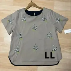 【訳あり】花柄刺繍 コットンブラウス LLサイズ 半袖