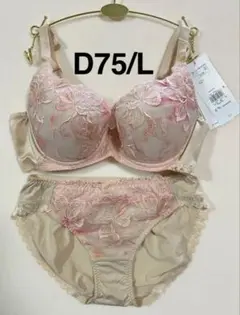 トリンプ　天使のブラ　魔法のハリ感　TR606 上下セット　ベージュ　D75/L