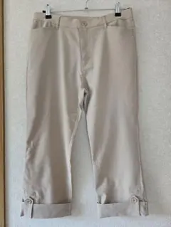 お値下げ❗美品‼️お値下げレディース七分丈パンツ　ベージュ ロールアップ　L