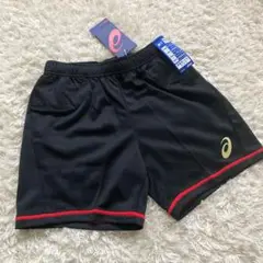未使用 アシックス バレーボール ゲームパンツ ハーフパンツ 150cm 黒 赤
