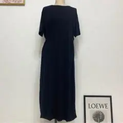 新品 未使用 ロングワンピース シンプル 無地 カジュアル ブラック 体型カバー