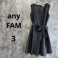 a4187【any FAM】ノースリーブワンピース ドレス シャンタン風 リボン