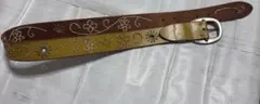 刺繍入りレザーベルト イエロー