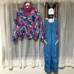 希少 アシックス asics スノーウェア セットアップ 総柄 90S 日本製
