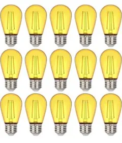 ★LEDイエロー電球 E26口金 10W相当LEDフィラメント電球 15個