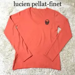 ルシアンペラフィネ カシミヤ Vネック ニット セーター ドクロ オレンジ