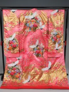 色打掛 鶴と花柄刺繍 婚礼和装