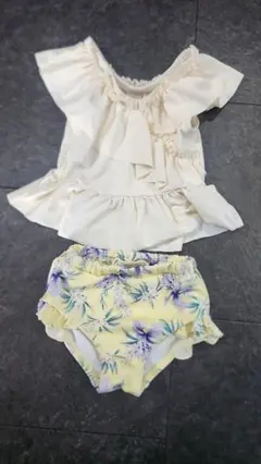 【美品】petit main フリル水着 90