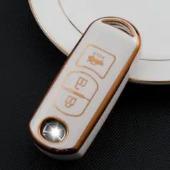 マツダ スマートキーケース TPU キーカバー 白3 CX-5/3 デミオ