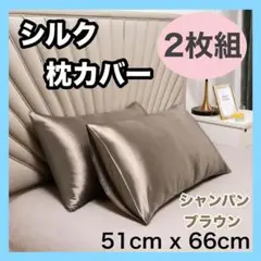 枕カバー 2枚セット シャンパンゴールド シルク サテン 袋型 美髪 美肌