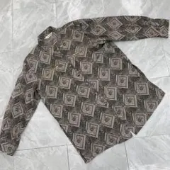 MARULINNE 総柄シャツ ジャカード 長袖 ゴールドジップ ヴィンテージ調