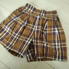 茶色系チェック柄ハーフパンツ☆130㌢