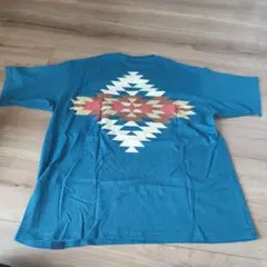 幾何学模様 PENDLETON / バックプリント Tシャツシャツ 青