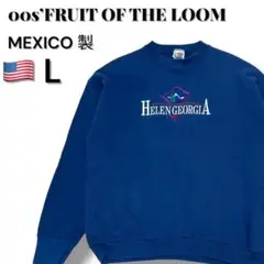 00S’US輸入古着メキシコ製グッド刺繍ロゴ スウェット ネイビーUSAサイズL