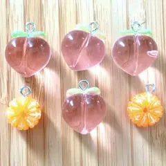 桃 ピーチ もも みかん ハンドメイド 素材 パーツ チャーム