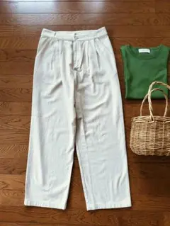 evam eva コットンリネン　ワイドパンツ