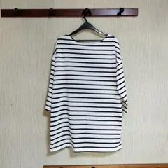 ★新品 ボーダーネック七分袖Ｔシャツ Ｌサイズ