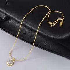 18K ネックレス 本物のライトブラック オーバル ネックレス 鎖骨チェーンi6